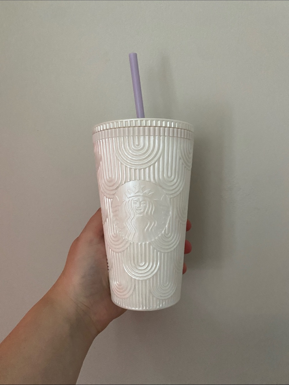Starbucks White Mermaid Cold Cup with Pastel Purple Straw